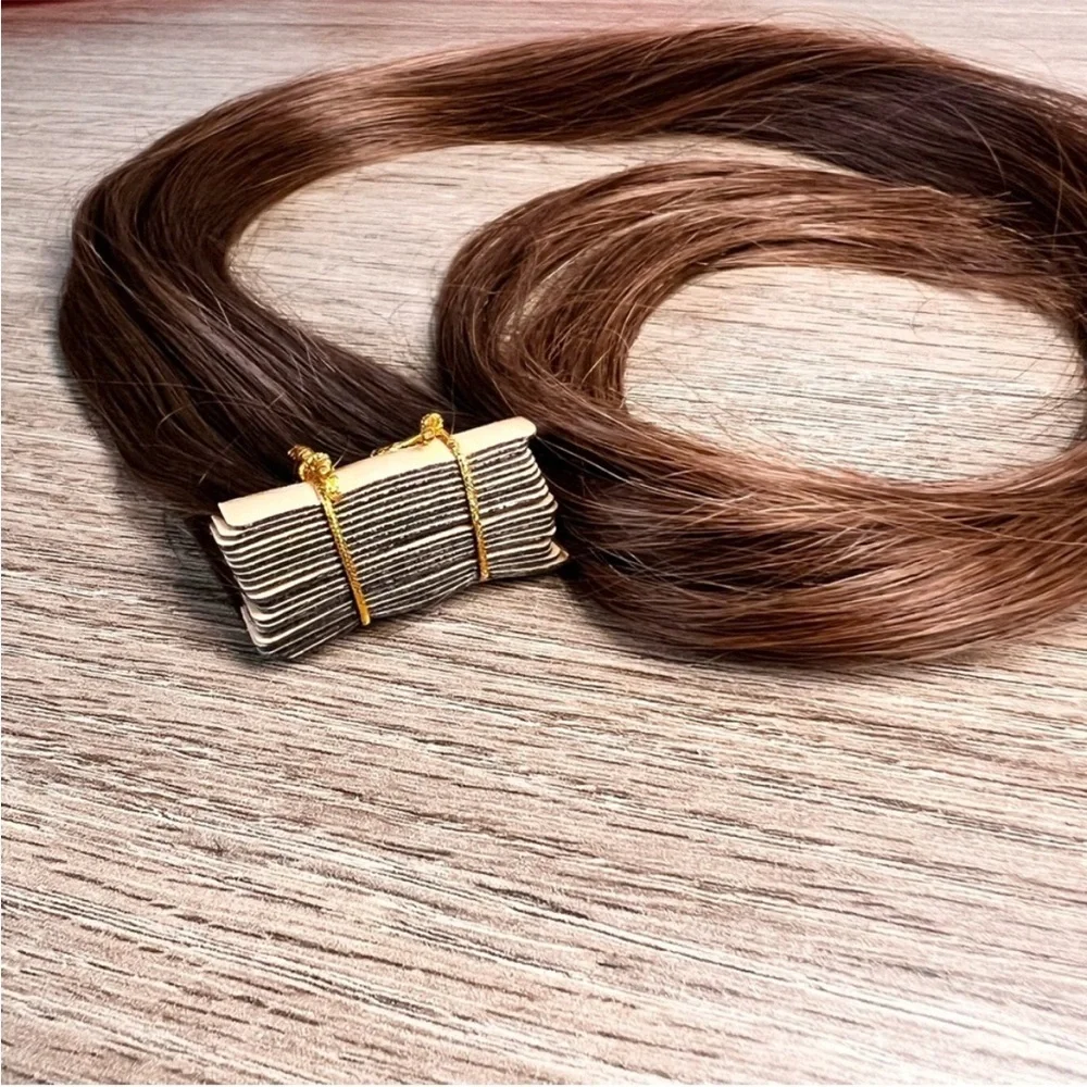 Wennalife Light Ash Brown Remy Human Hair 24 Inch Tape In Hair Extensions